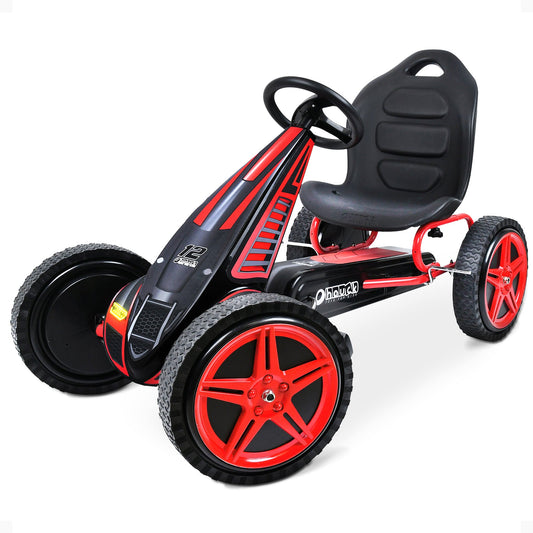 hauck Hurricane Racing Go Kart w/Low Profile Rubber Tires, Handbrake Design, Red