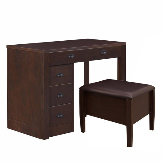 MECO Stakmore Wooden Made Expandable Desk with Ottoman and 3 Functioning Drawers