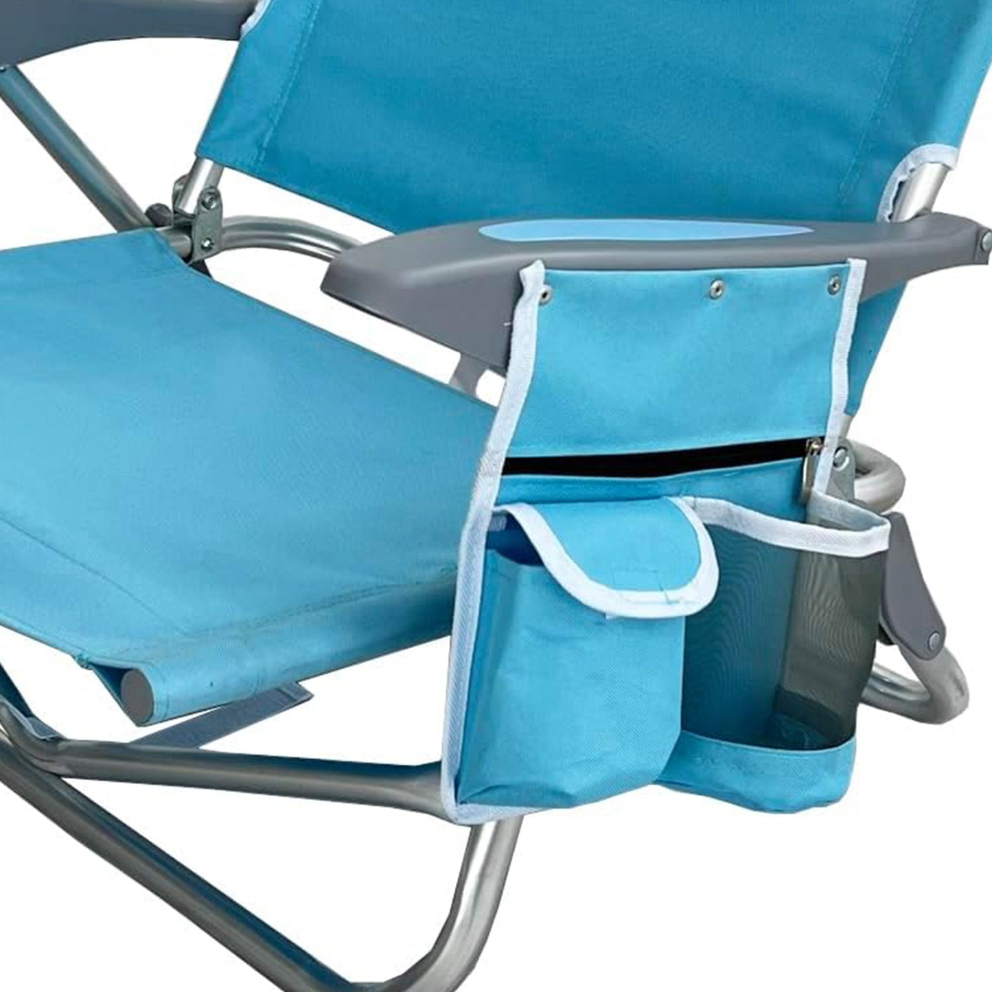 Deltess Ostrich Deluxe On Your Back Aluminum Chair with Cooler Bag, Light Blue
