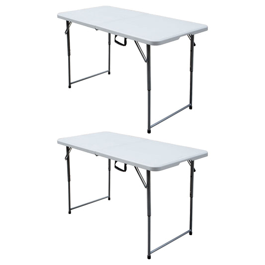 Plastic Development Group 4 Ft Long Fold in Half Banquet Folding Table, (2 Pack)