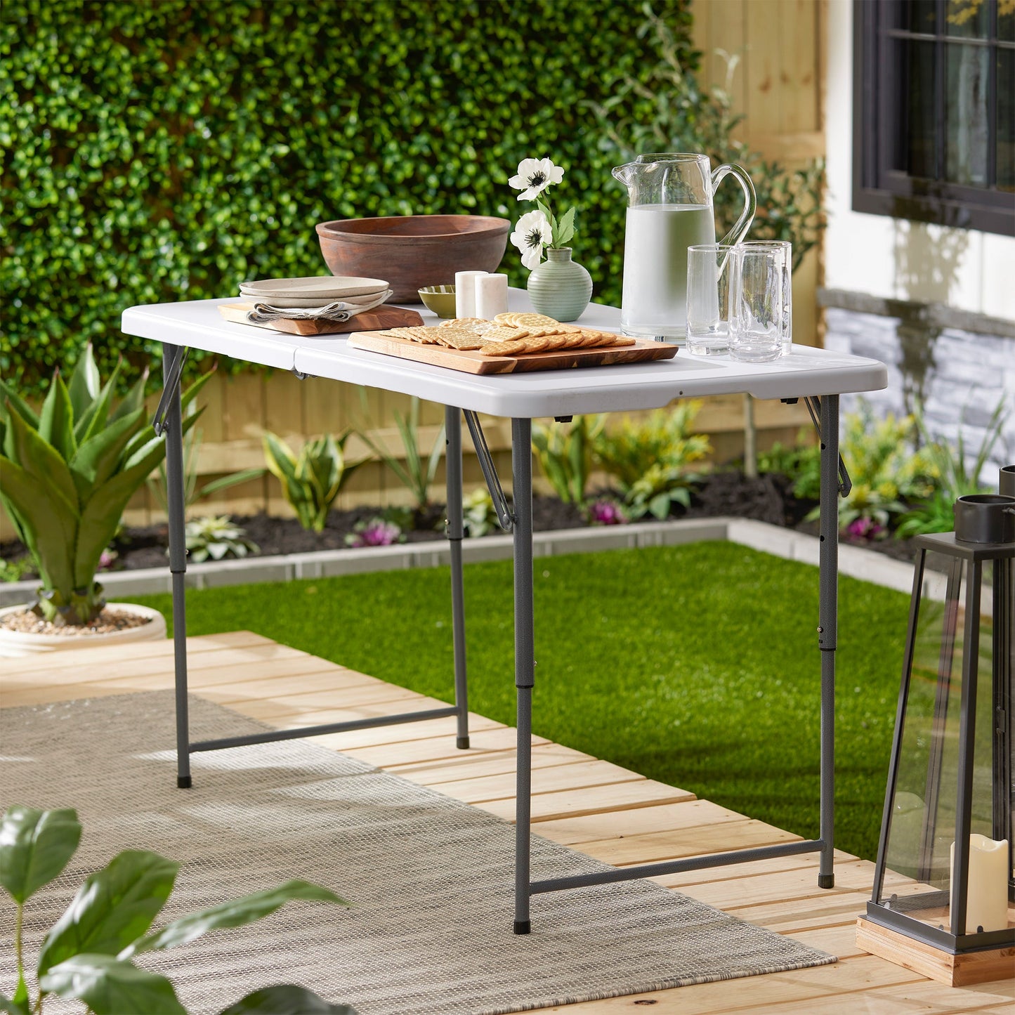 Plastic Development Group 4 Ft Long Fold in Half Banquet Folding Table, (2 Pack)