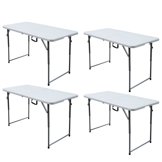 Plastic Development Group 4 Ft Long Fold in Half Banquet Folding Table, (4 Pack)