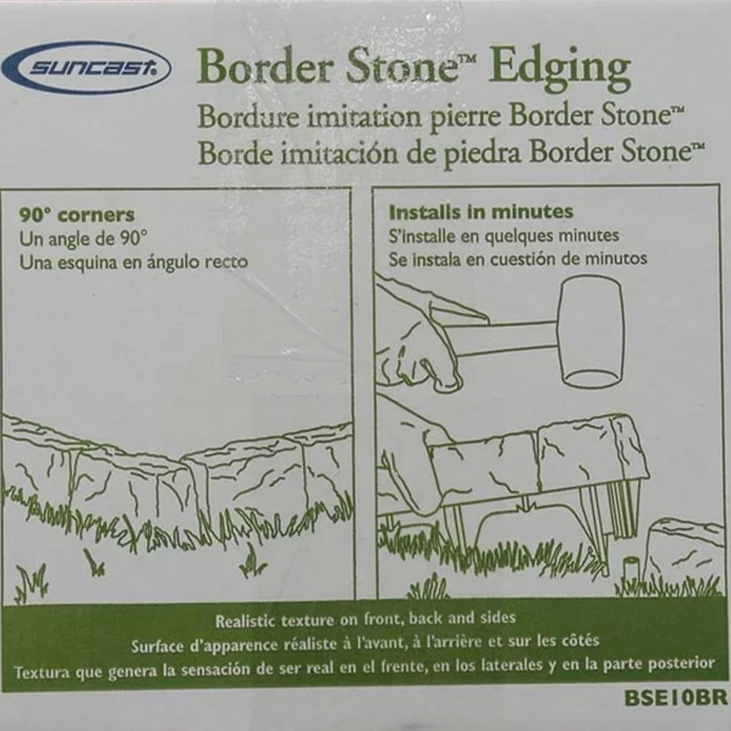 Suncast Plastic Border Stone Edging for Enclosing Flower Beds or Garden, Brown