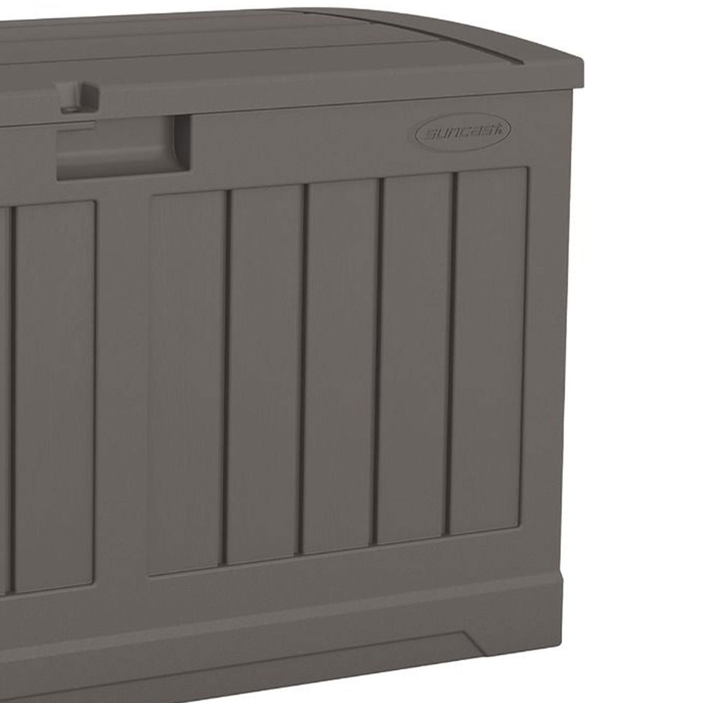 Suncast 50 Gallon Plastic Deck Box with Molded Lockable Feature for Home, Gray