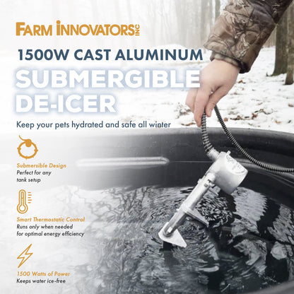 Farm Innovators Ice Chaser Cast Aluminum Submergible Tank De-Icer with Protector