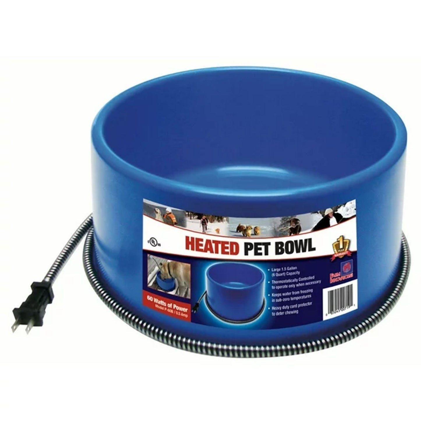 Farm Innovators 60 Watt Premium Plastic Heated Pet Dog and Cat Water Bowl, Blue