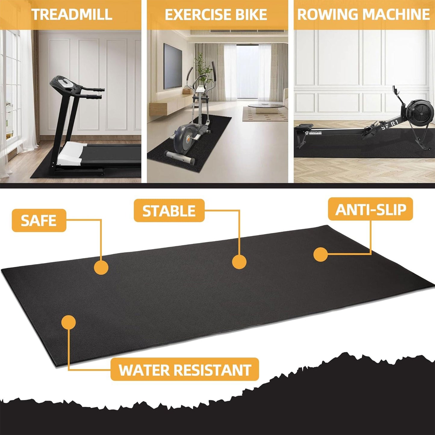 BalanceFrom High-Density Home Gym Equipment Mat, 1/4-Inch PVC Protective Floor Mat for Treadmills, Exercise Bikes, and Fitness Machines, 6' x 4'
