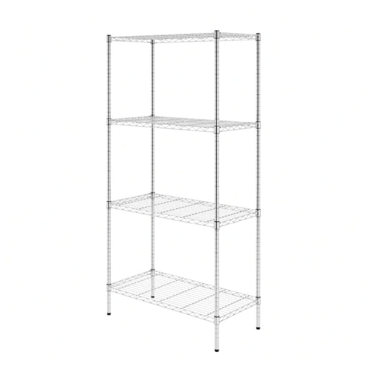 SafeRacks 4 Tier  Steel Wire Storage Shelving Unit with 4 Leveling Feet, Silver