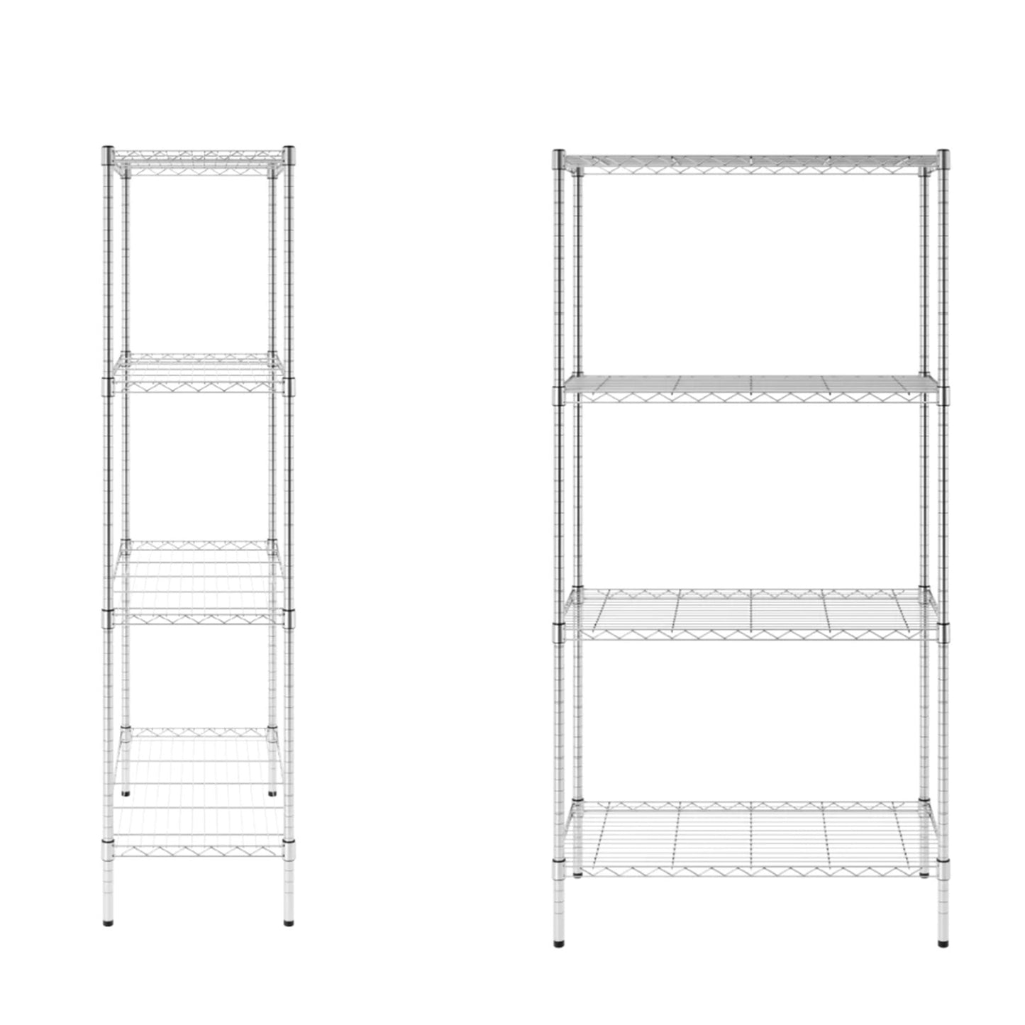 SafeRacks 4 Tier  Steel Wire Storage Shelving Unit with 4 Leveling Feet, Silver
