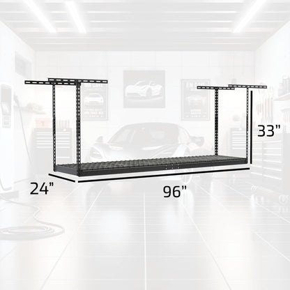 MonsterRax 2' x 8' Overhead Garage Storage Rack Holds Up to 350 Lbs, Hammertone