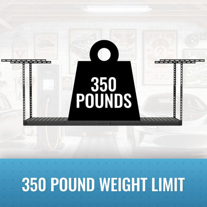 MonsterRax 2' x 8' Overhead Garage Storage Rack Holds Up to 350 Lbs, Hammertone