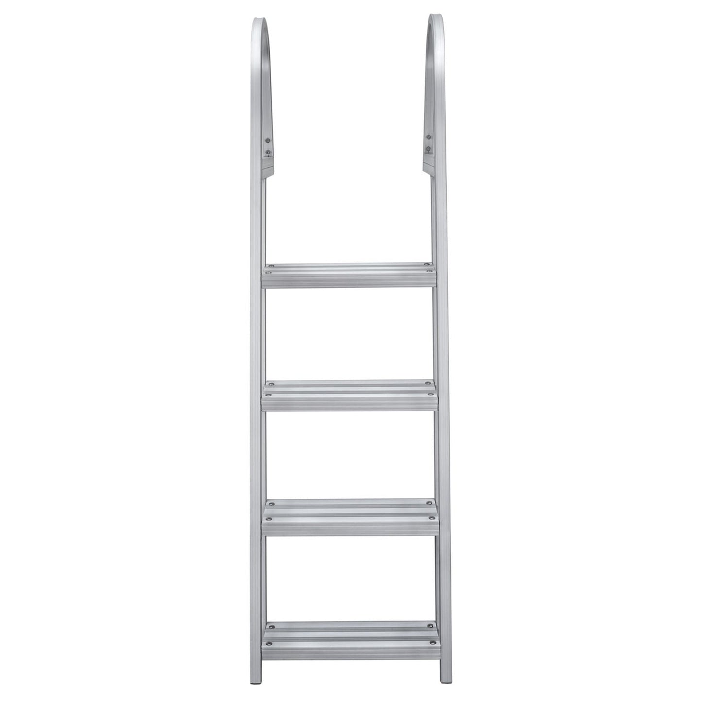 RecPro 4 Step Angled Aluminum Pontoon Dock and Boat Boarding Ladder, Silver