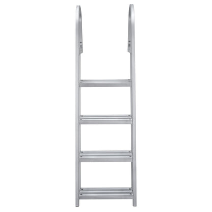 RecPro 4 Step Angled Aluminum Pontoon Dock and Boat Boarding Ladder, Silver