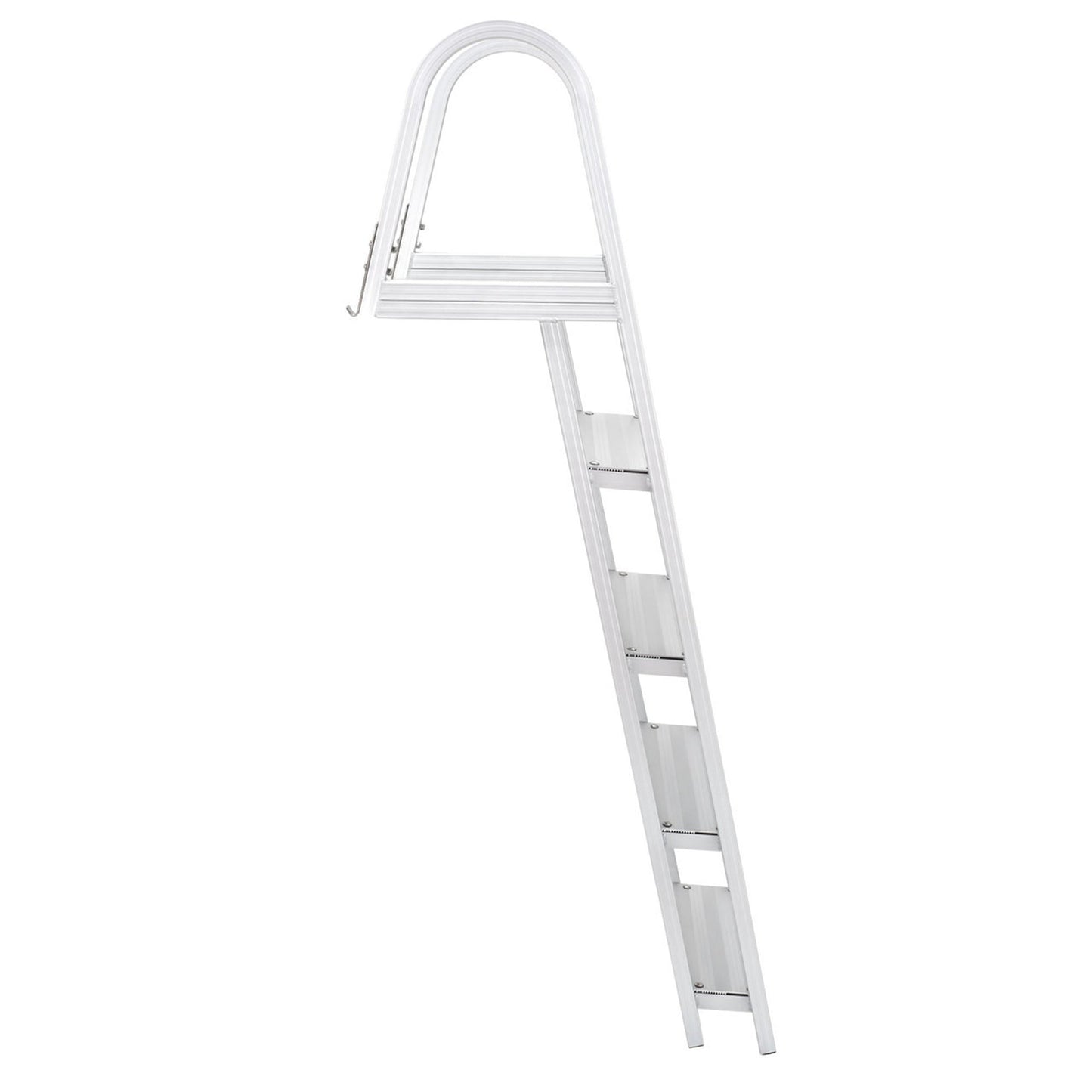 RecPro 4 Step Angled Aluminum Pontoon Dock and Boat Boarding Ladder, Silver