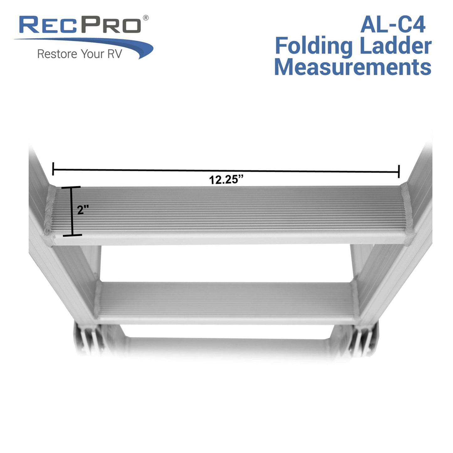 RecPro Compact Space Saving Aluminum Quick Release 4-Step Pontoon Boat Ladder