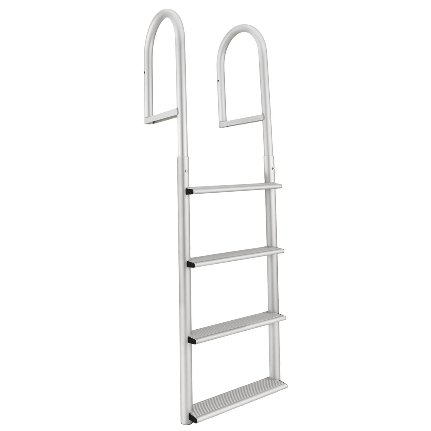 RecPro 4 Step Aluminum Marine Grade Dock and Pier Stationary Ladder, Silver