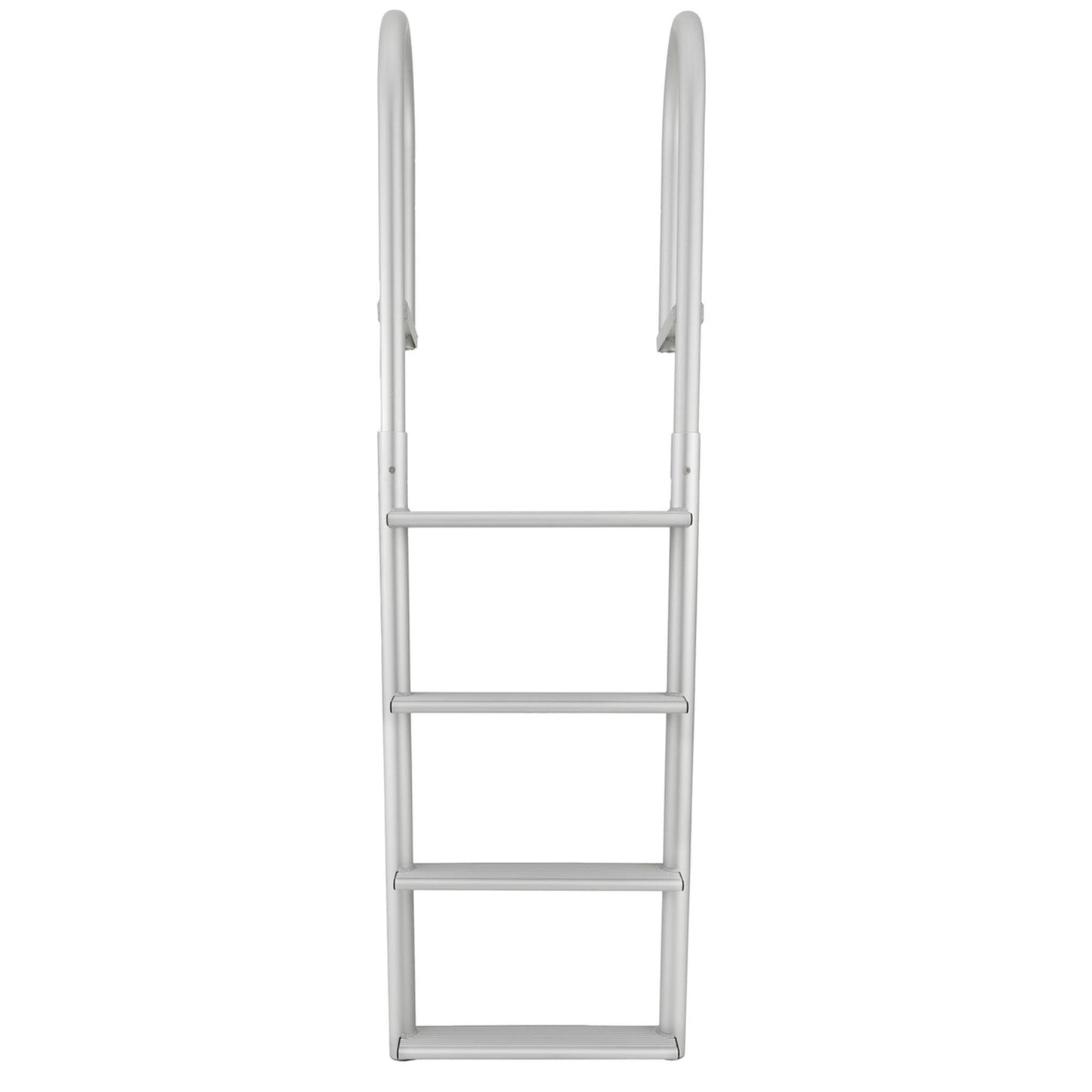 RecPro 4 Step Aluminum Marine Grade Dock and Pier Stationary Ladder, Silver