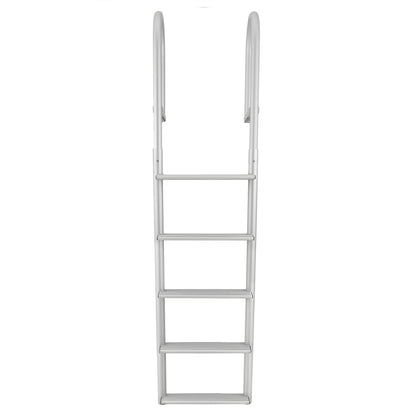 RecPro 5 Step Aluminum Marine Grade Dock and Pier Stationary Ladder, Silver