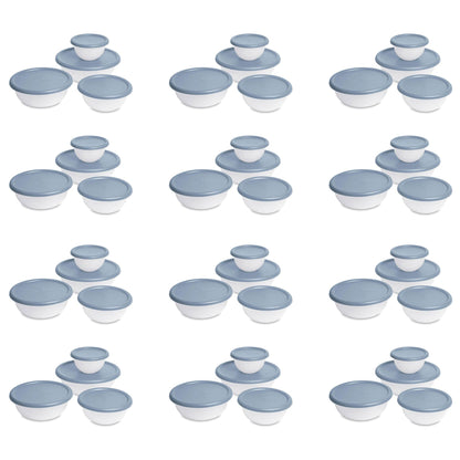 Sterilite Nesting Mixing Covered Bowl Set with Lids, Washed Blue (Set of 12)