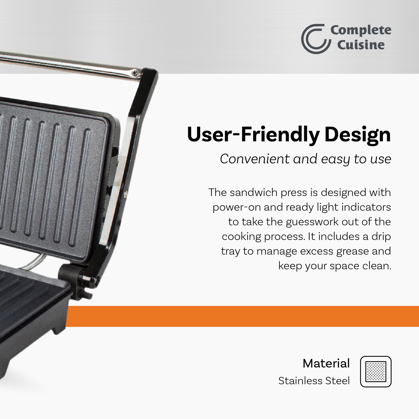 Complete Cuisine CC-PN1200 Nonstick Panini Maker Sandwich Press