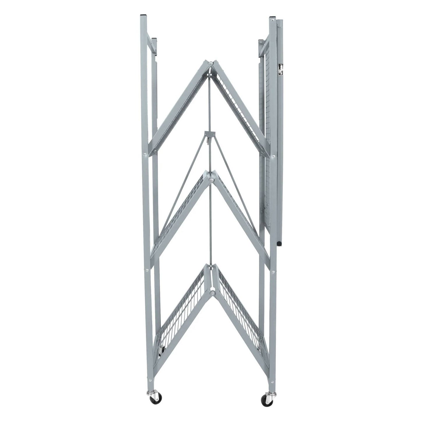 Origami R5 Foldable 4 Tier Storage Rack w/ Wheels, Pewter, Certified Refurbished