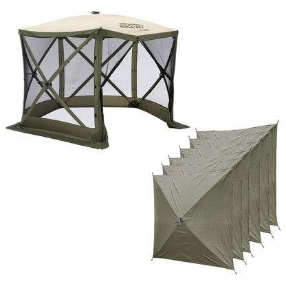 CLAM Quick Set Venture 9x9 Ft Portable Canopy + Clam Quick Set Screen (2 Pack)