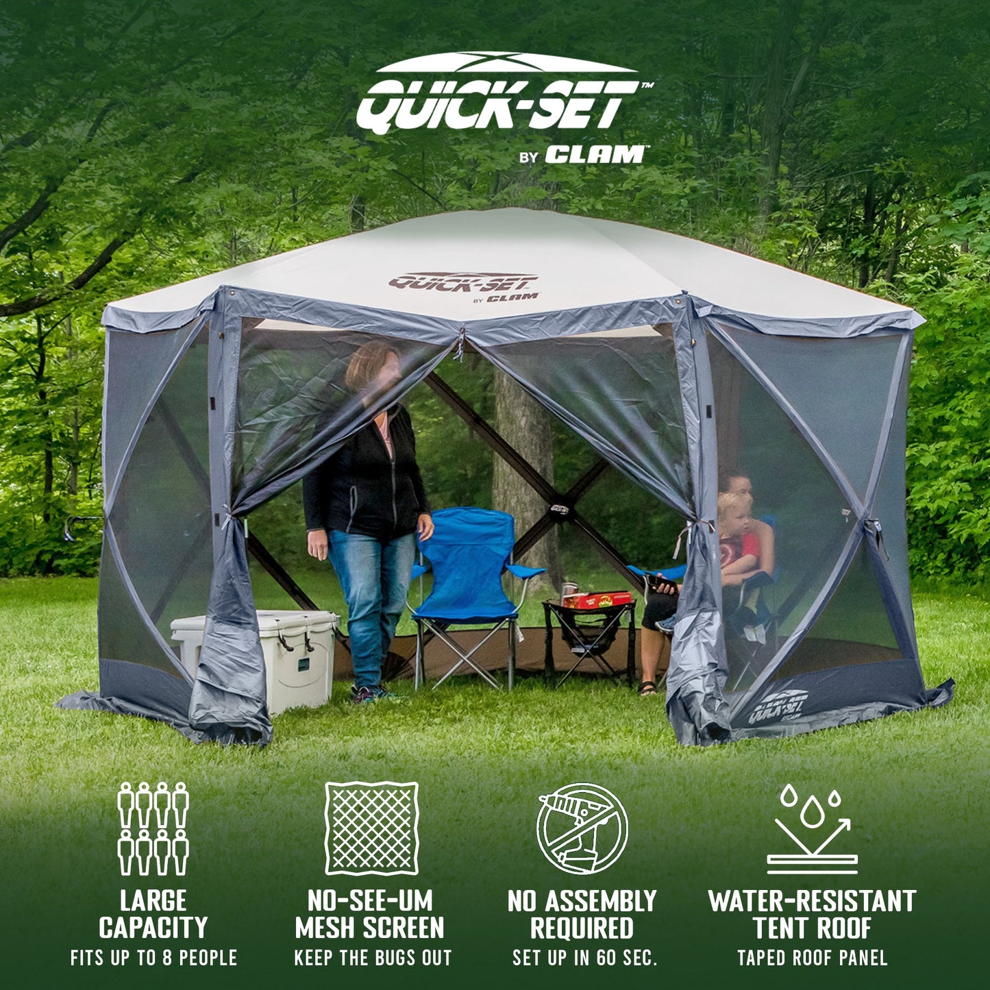 CLAM Quick Set Escape Canopy, Blue + Clam Quick Set Screen Hub, Blue (2 Pack)