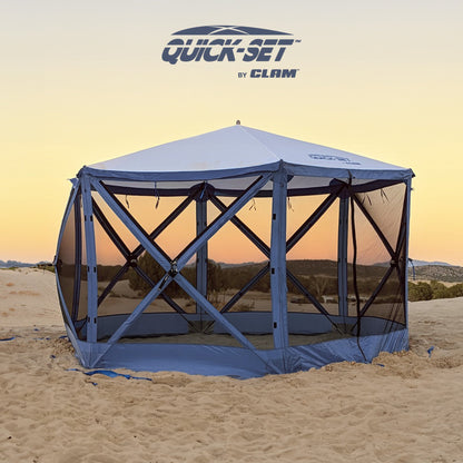 CLAM Quick Set Escape Canopy, Blue + Clam Quick Set Screen Hub, Blue (2 Pack)