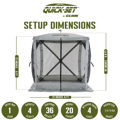 CLAM Quick Set Traveler Outdoor, Gray + CLAM Quick Set Screen, Gray (1 pack)