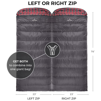 TETON Sports Celsius XXL 0 Degree Right Zipper Sleeping Bag for Camping, Gray