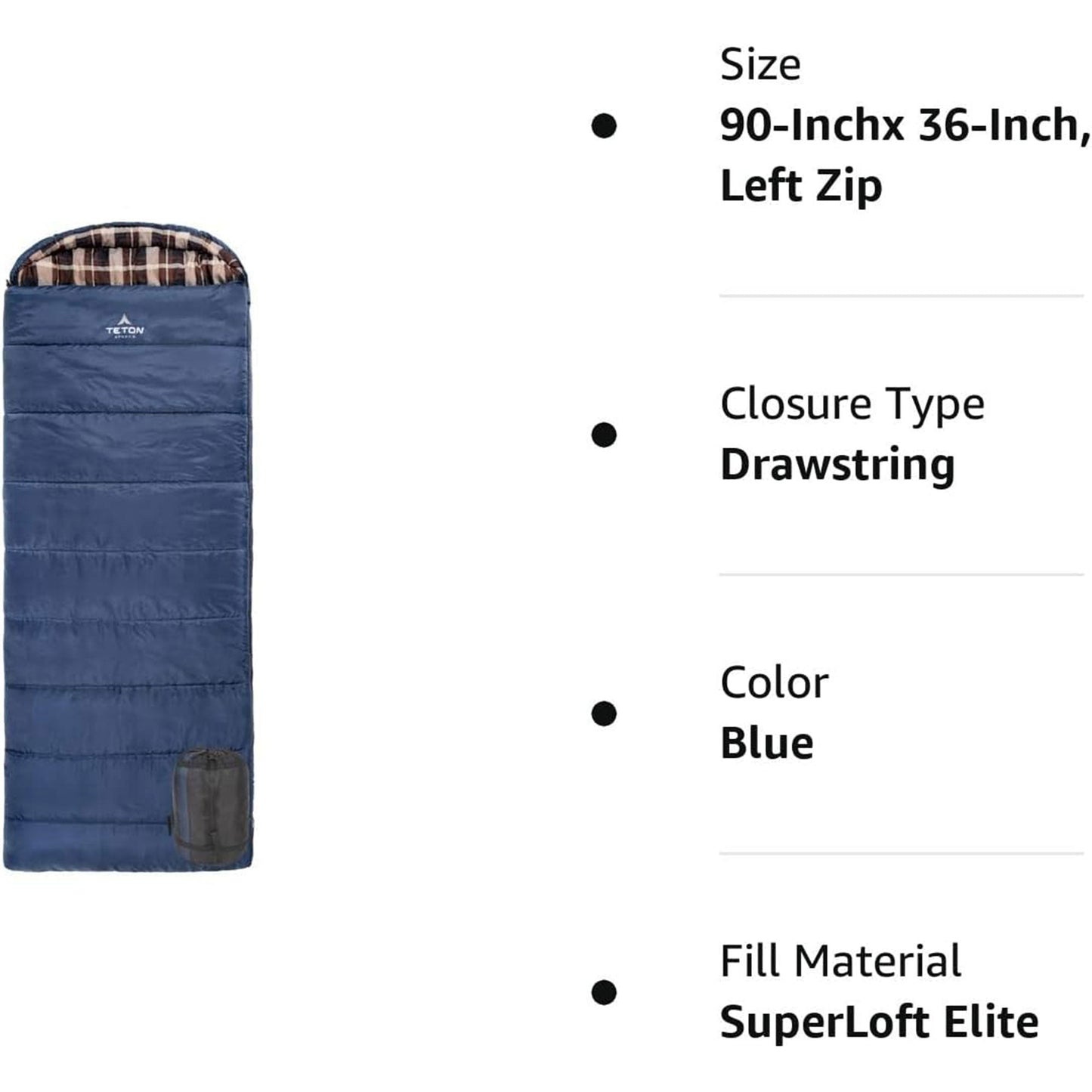 TETON Sports Celsius XL -25 Degree Right Zipper Sleeping Bag for Camping, Blue