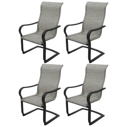 Four Seasons Courtyard Palermo C-Spring Sling Fabric Outdoor Chair, Gray, 4 Pack