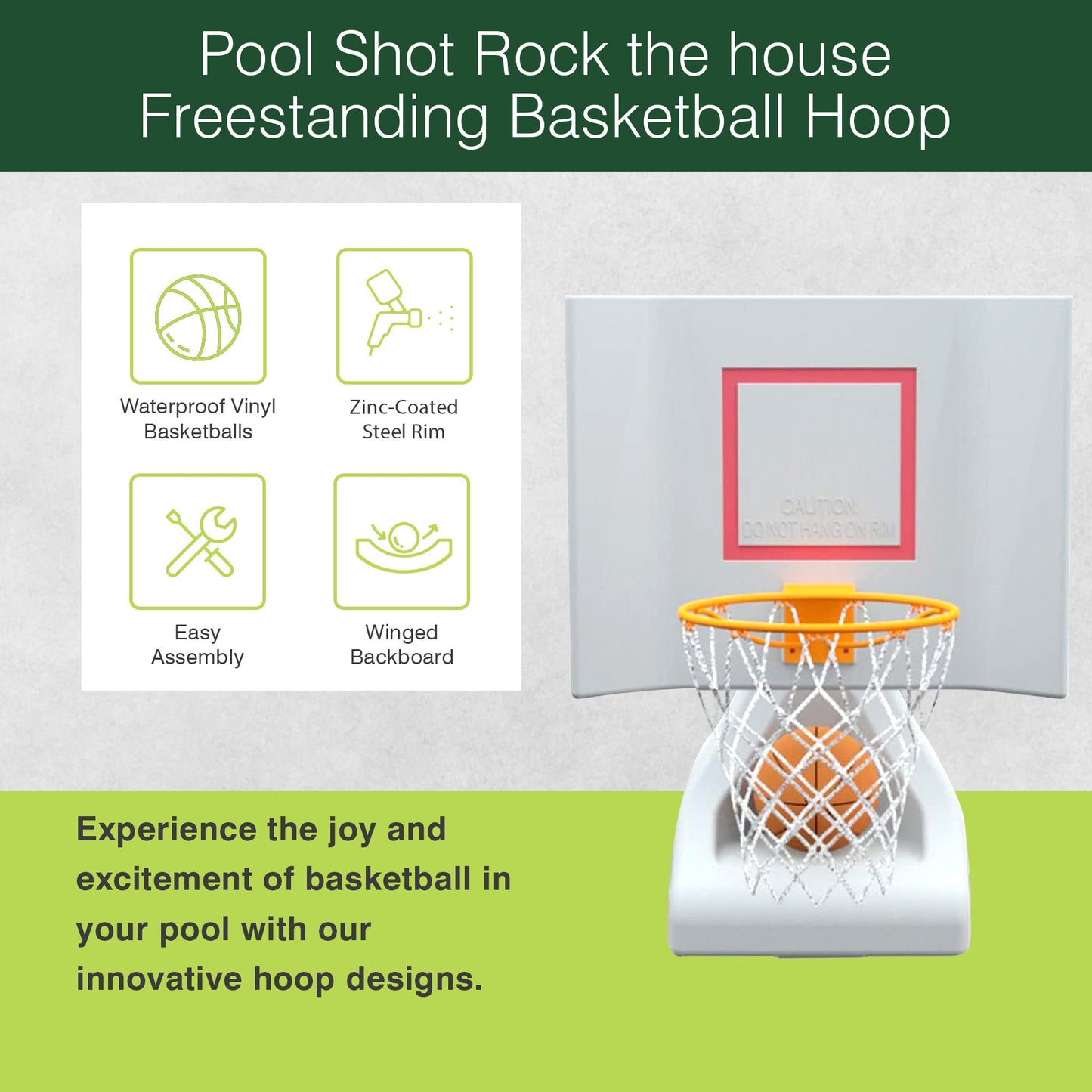 Good Ideas 15 Inch Pool Shot Rock the House Pool Freestanding Basketball Hoop