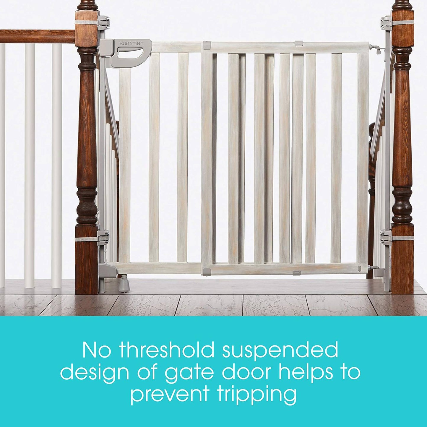 Summer Infant Banister and Stair Wood Safety Gate with Extra Wide Door Design