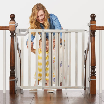 Summer Infant Banister and Stair Wood Safety Gate with Extra Wide Door Design