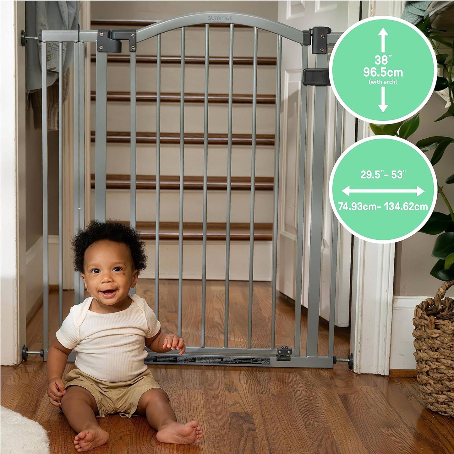 Summer Infant 38 Inch Extra Tall and Wide Pet and Baby Mounted Safety Gate, Gray