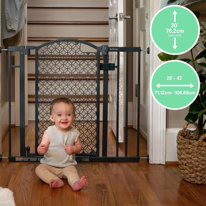 Summer Infant 30 Inch Modern Home Walk Thru Auto Close Pet and Baby Gate, Gray