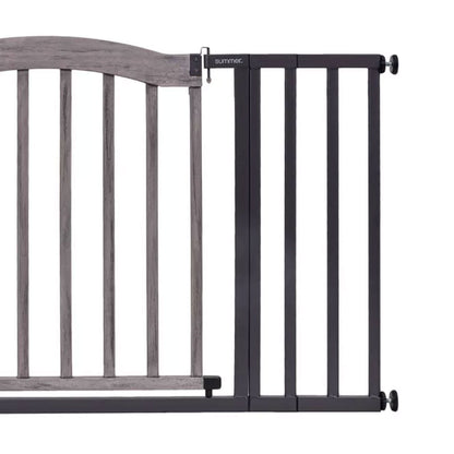Summer Infant 32 Inch Summer Decorative Wood & Metal Pet and Baby Gate, Gray