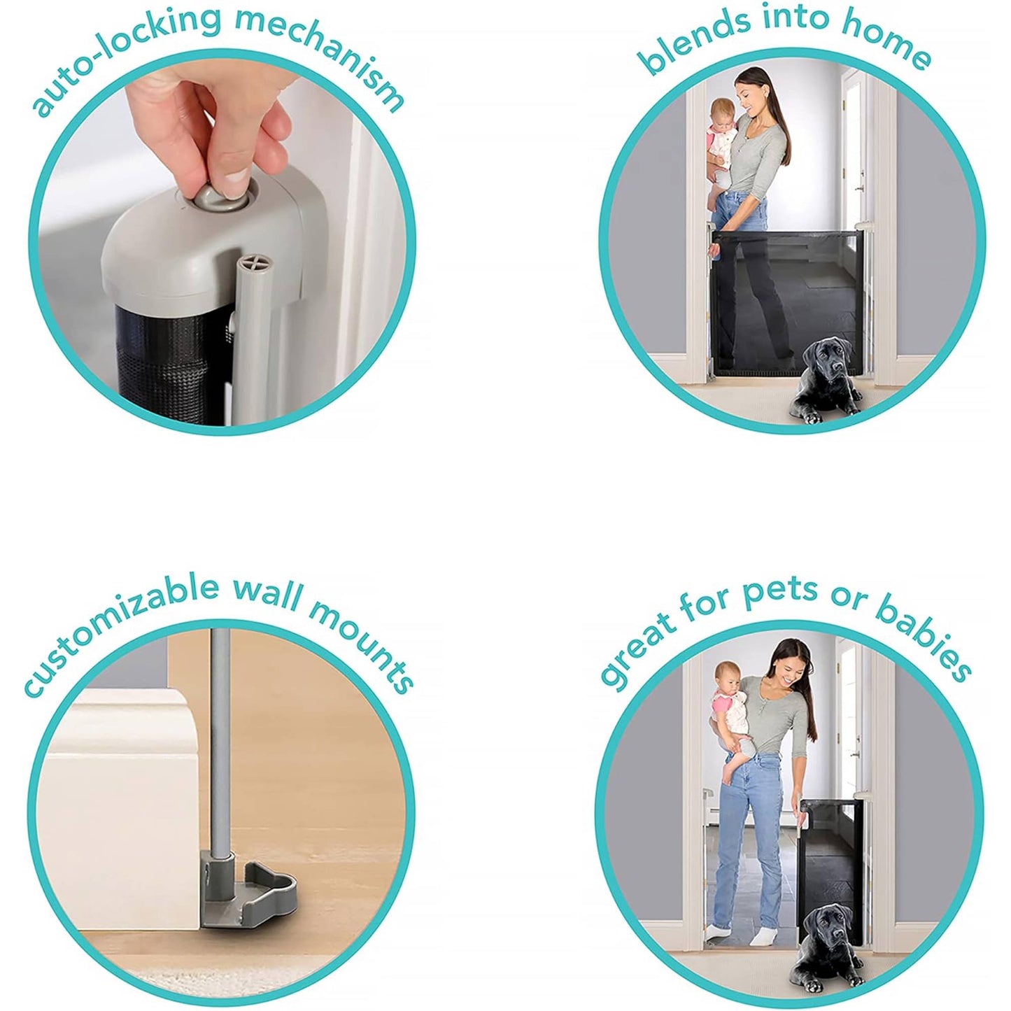 Ingenuity Summer Infant Tuck Away Mesh Stairway Pet & Baby Gate with Metal Frame