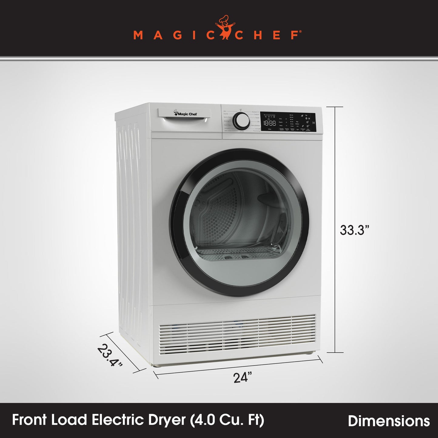 Magic Chef 24 Inch Condensing Front Load Stackable Electric Dryer with Options