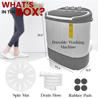 Pyle Pure Clean 110 Volt 2 in 1 Compact and Portable Washer and Dryer, Gray