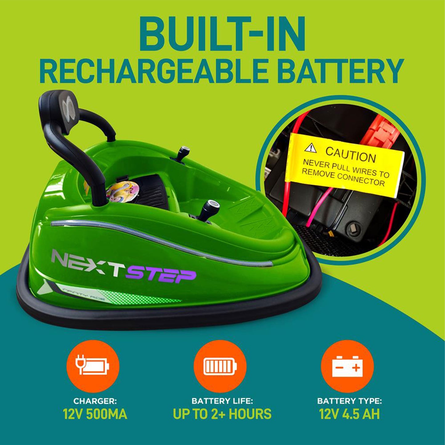 Serenelife 360 Degree Spinning Bumper Car w/Adjustable Belt & Controls, Green