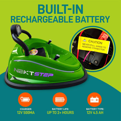 Serenelife 360 Degree Spinning Bumper Car w/Adjustable Belt & Controls, Green