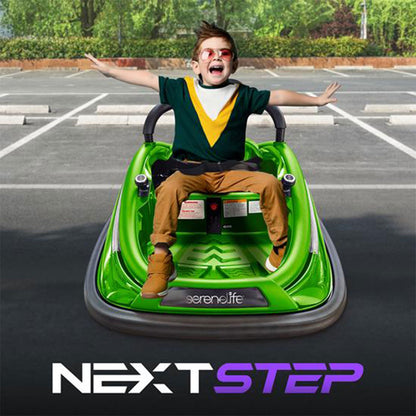 Serenelife 360 Degree Spinning Bumper Car w/Adjustable Belt & Controls, Green