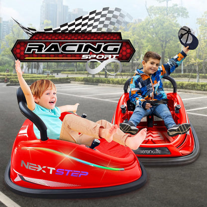 Serenelife 360 Degree Spinning Bumper Car w/Adjustable Belt & Controls, Red