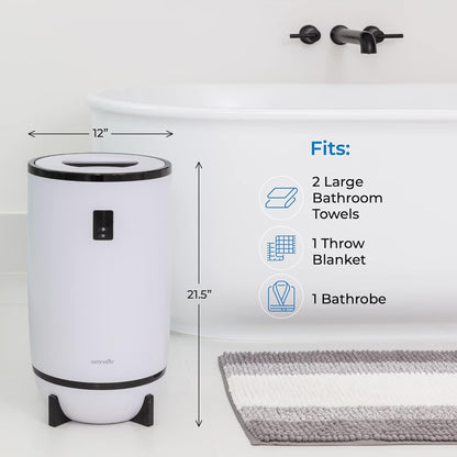 Serenelife Single Touch Towel Warmer w/Fragrant Disc Holder & LED Ring, Black