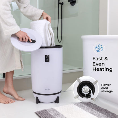 Serenelife Single Touch Towel Warmer w/Fragrant Disc Holder & LED Ring, Black