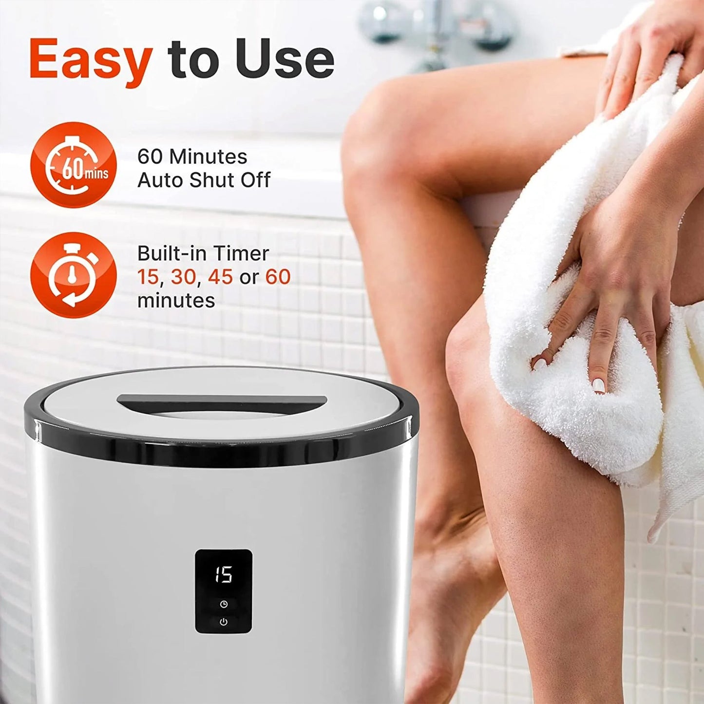 Serenelife Single Touch Towel Warmer w/Fragrant Disc Holder & LED Ring, Black