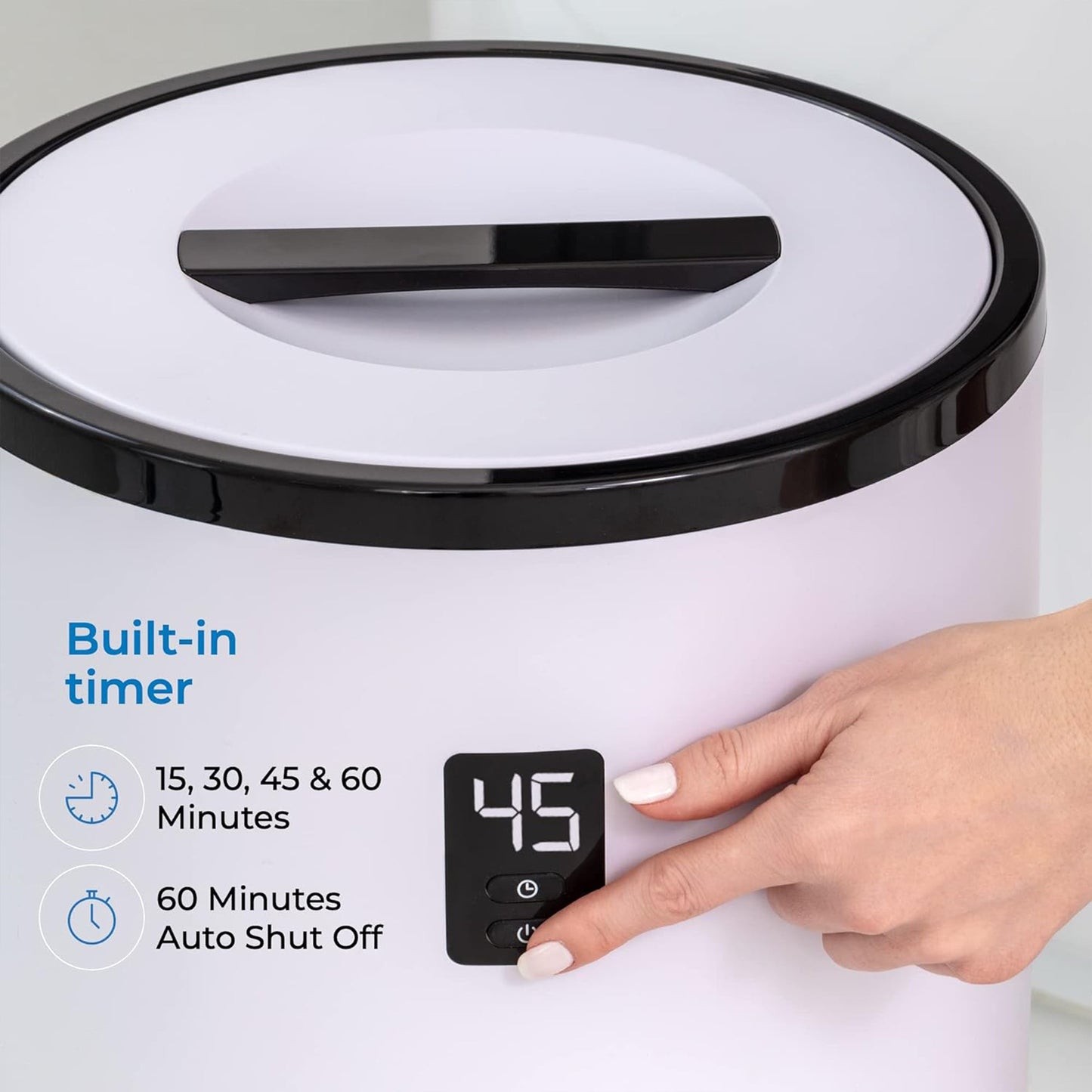 Serenelife Single Touch Towel Warmer w/Fragrant Disc Holder & LED Ring, Black