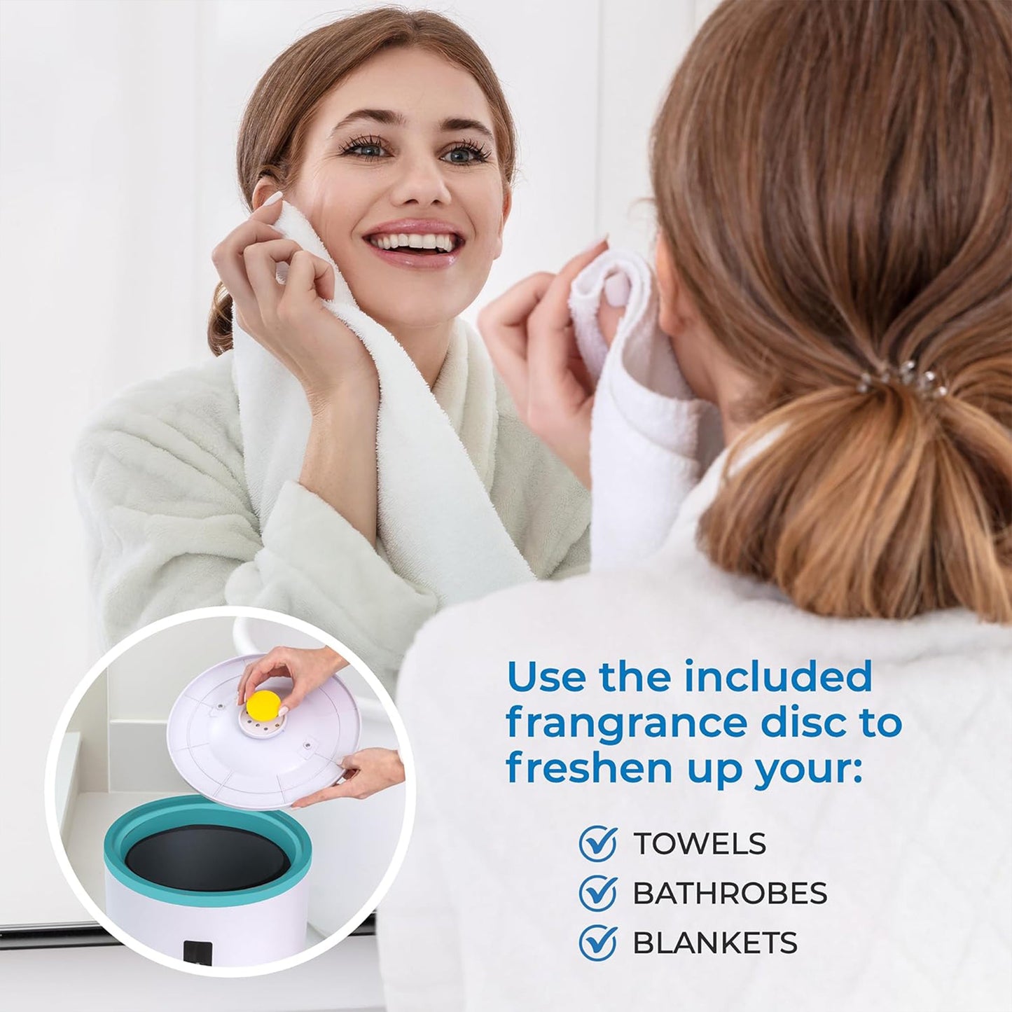 Serenelife Single Touch Towel Warmer w/Fragrant Disc Holder & LED Ring, Blue